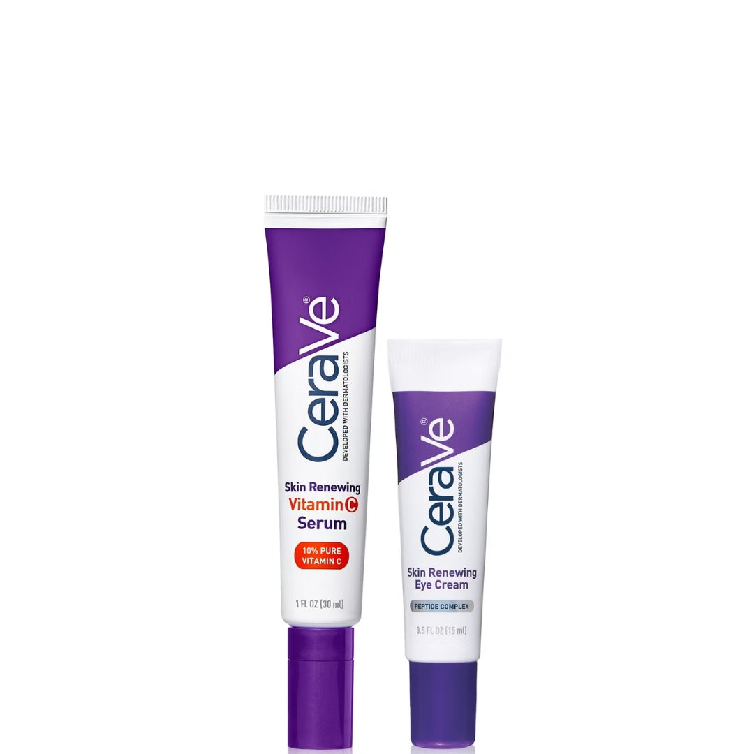 CeraVe Skin Renewing Duo for Visibly Brighter Smoother Skin with Vitamin C Serum and Eye Cream - Eye Cream for dark spots