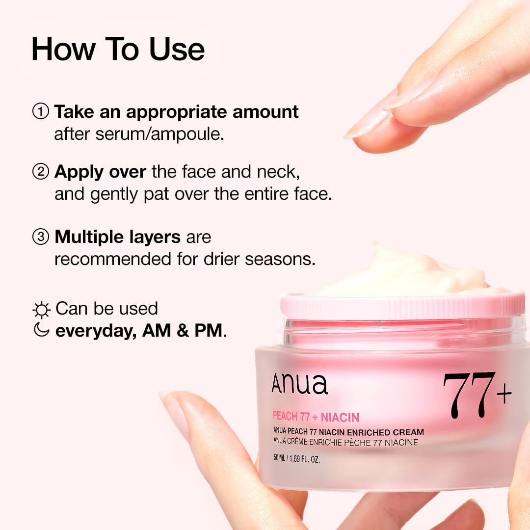 Anua Peach 77% Niacin Enriched Cream Korean Skin Care for Glass Skin