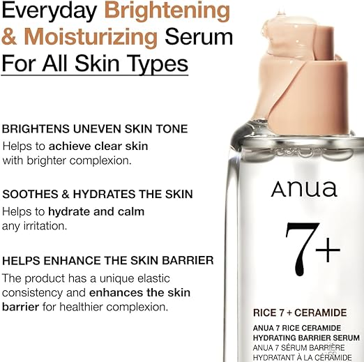 Anua 7+ Rice Ceramide Hydrating Barrier Serum Glass Skin, Korean Skin Care