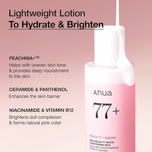 Anua Peach 77 Niacin Conditioning Milk Korean Skin Care for Glass Skin