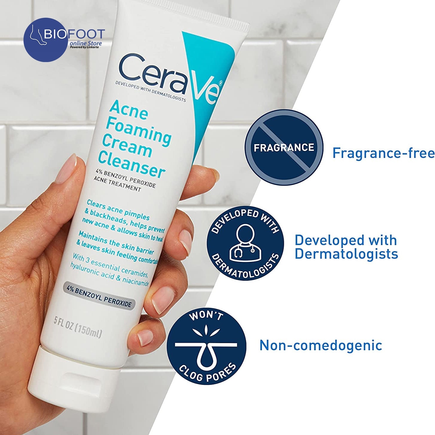 Cerave Acne Foaming Cream Cleanser White