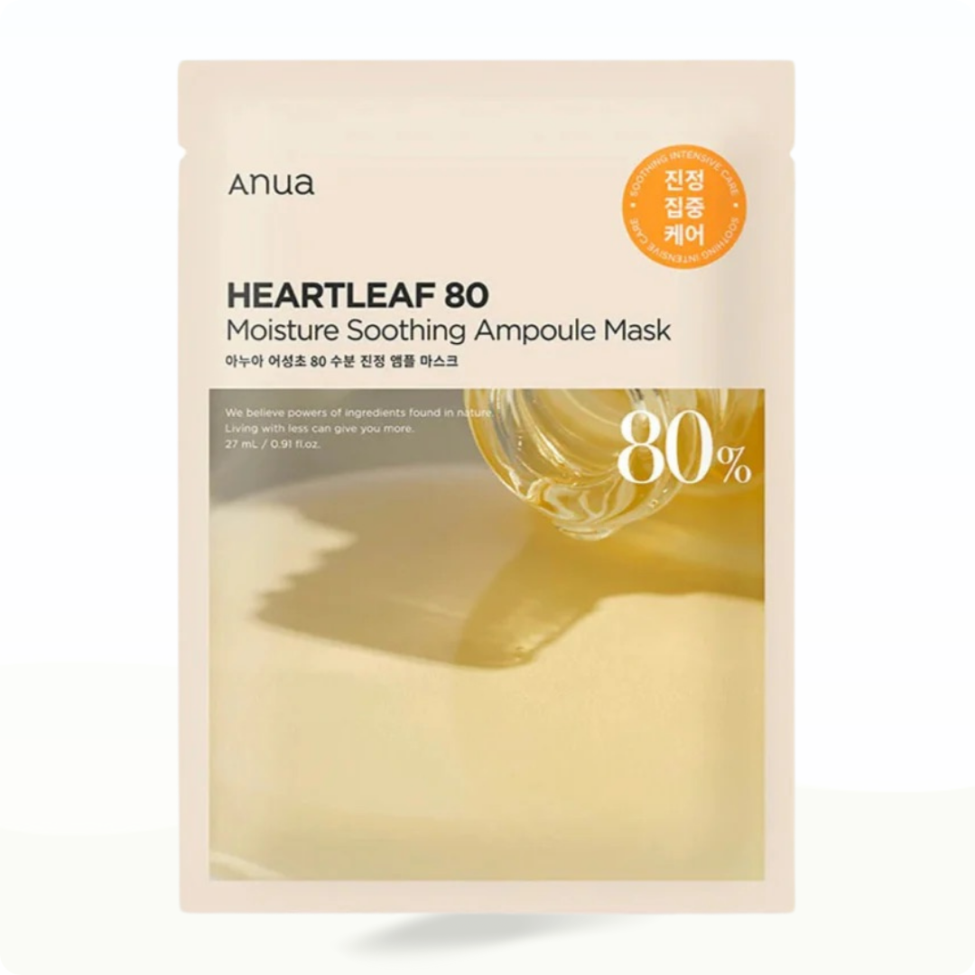 Anua Heartleaft 80% Soothing Ampoule Mask Sheet (10 Masks) 10 Masks - Serum for hydration