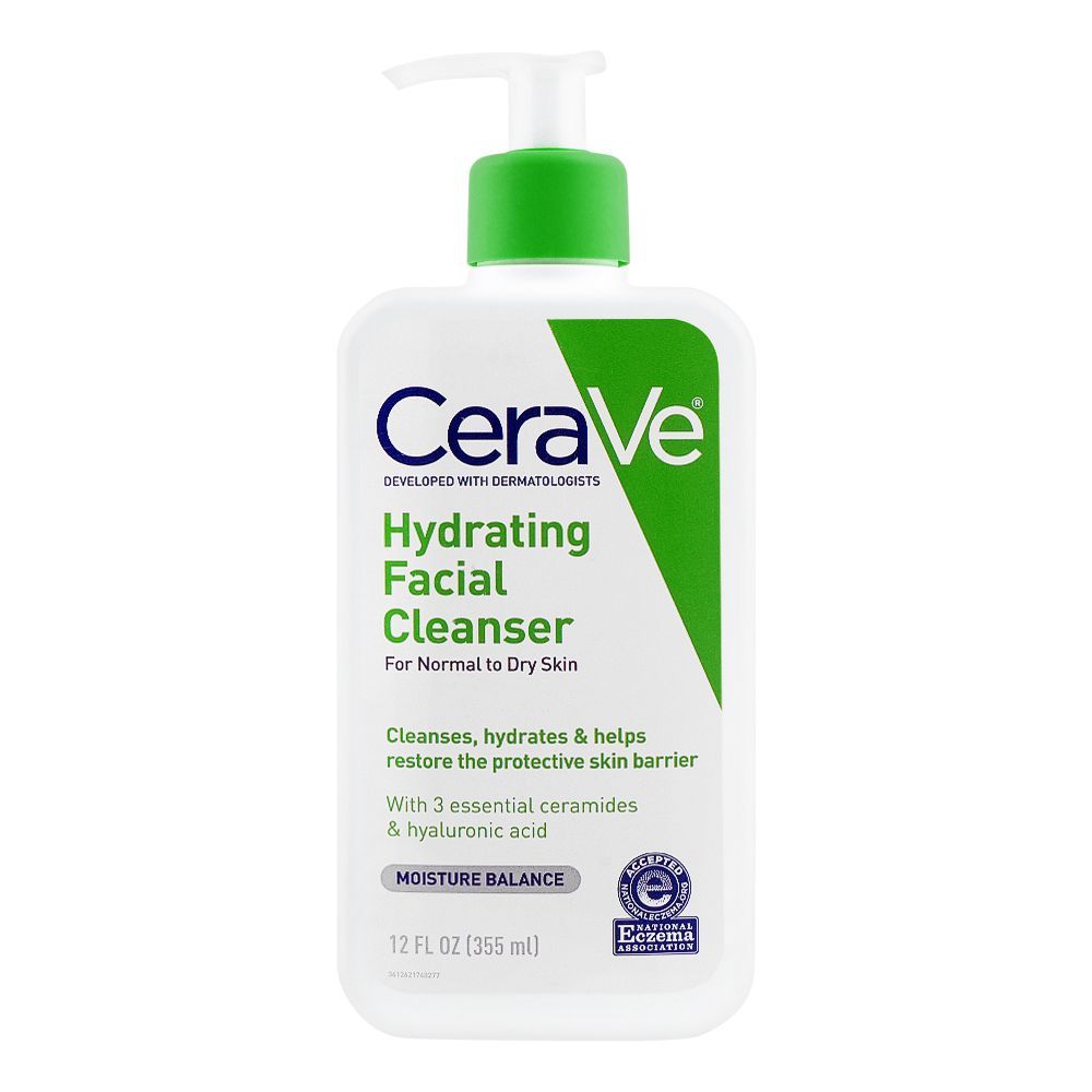 CeraVe Hydrating Facial Cleanser for Normal to Dry Skin 12 oz (237 ml) - Cleanser for hydration