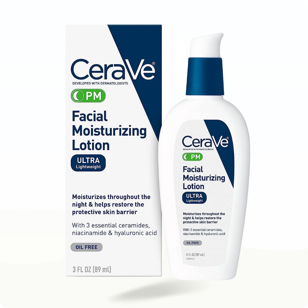 CeraVe Pm Facial Moisturizing Lotion For Night Time Ultra Lightweight 3 oz (89ml) - Moisturizer for hydration