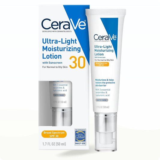CeraVe Ultra Light Moisturizing Lotion Spf 30 for Normal to Oily Skin (50ml) - Sunscreen for acne