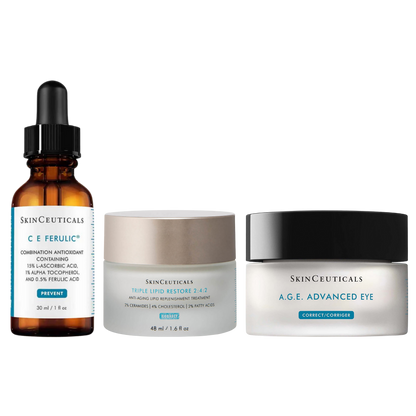 SkinCeuticals CE Ferulic, Triple Lipid Restore & A.G.E. Advanced Eye Trio - Eye Cream for dark spots