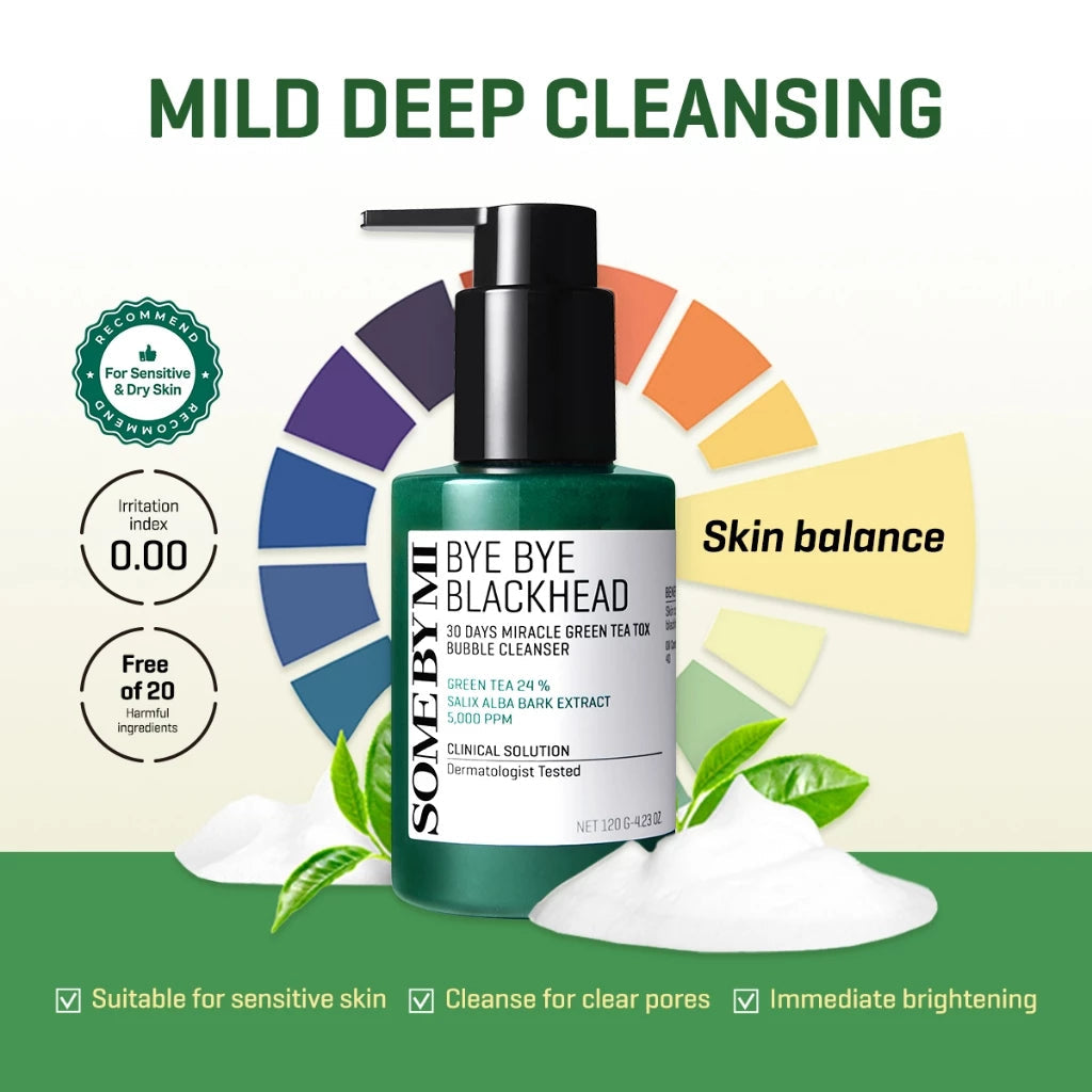 Some By Mi Bye Bye Blackhead Green Tea Tox Bubble Mask Facial Cleanser - Cleanser for hydration - view 6