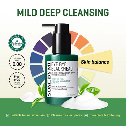 Some By Mi Bye Bye Blackhead Green Tea Tox Bubble Mask Facial Cleanser - Cleanser for hydration - view 6