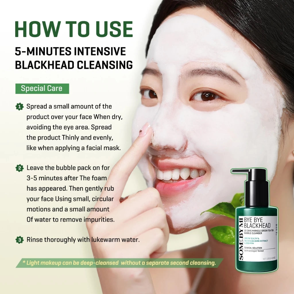 Some By Mi Bye Bye Blackhead Green Tea Tox Bubble Mask Facial Cleanser - Cleanser for hydration - view 7
